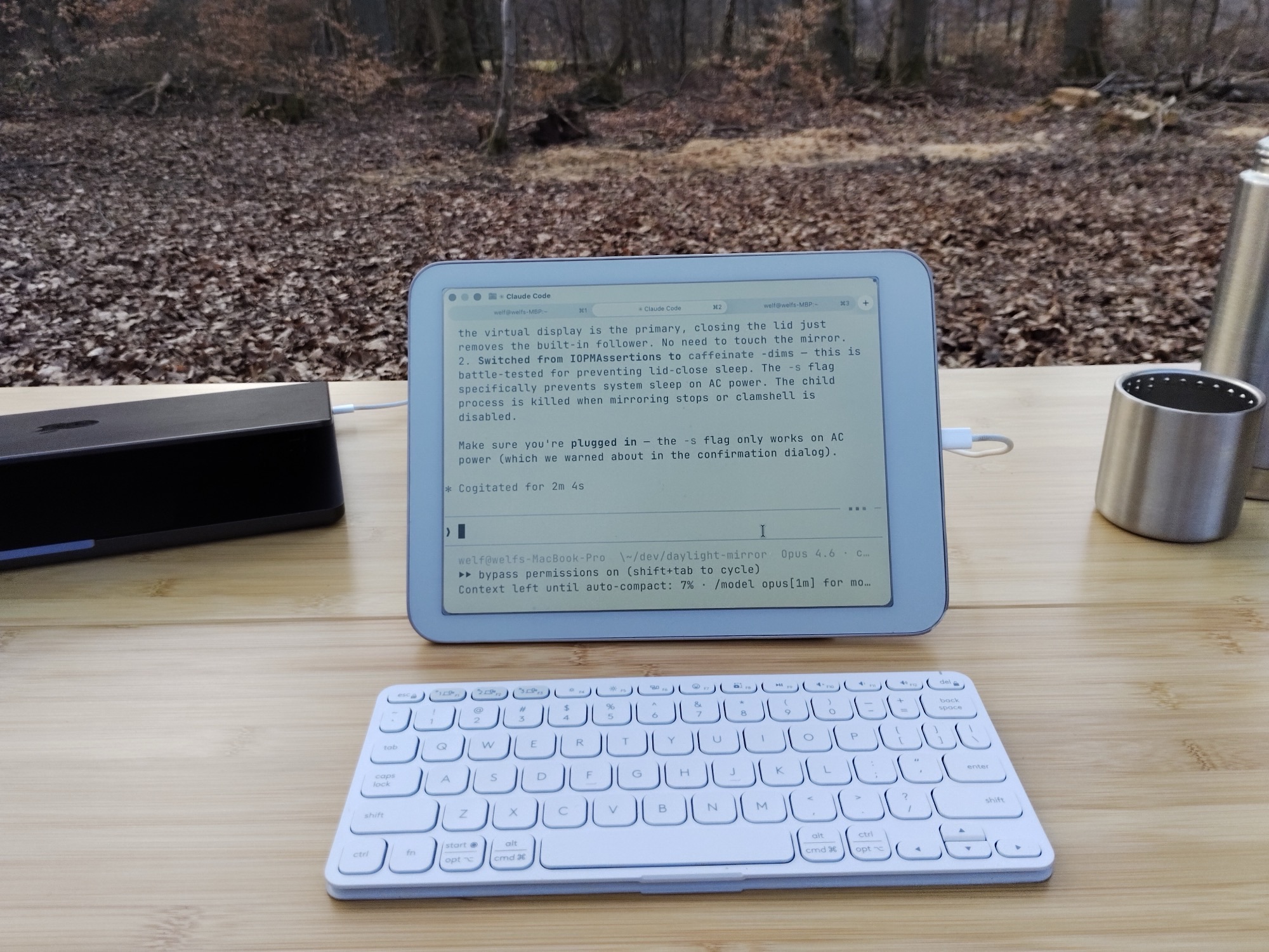 Clamshell mode — MacBook closed, DC-1 as primary display